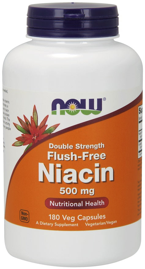 NOW Foods Niacin Flush-Free, 500mg (Double Strength) - 180 vcaps | High-Quality Vitamins & Minerals | MySupplementShop.co.uk