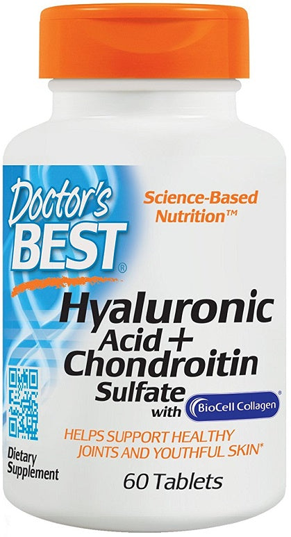 Doctor's Best Hyaluronic Acid + Chondroitin Sulfate with BioCell Collagen - 60 tabs | High-Quality Joint Support | MySupplementShop.co.uk
