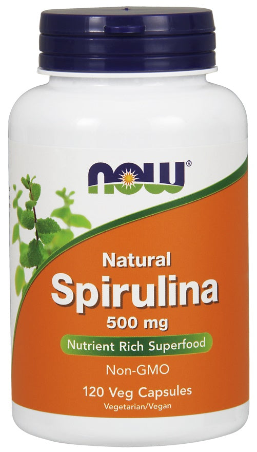 NOW Foods Spirulina - Natural, 500mg - 120 vcaps | High-Quality Health and Wellbeing | MySupplementShop.co.uk