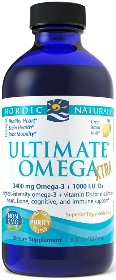 Nordic Naturals Ultimate Omega Xtra, 3400mg Lemon - 237 ml. | High-Quality Omegas, EFAs, CLA, Oils | MySupplementShop.co.uk