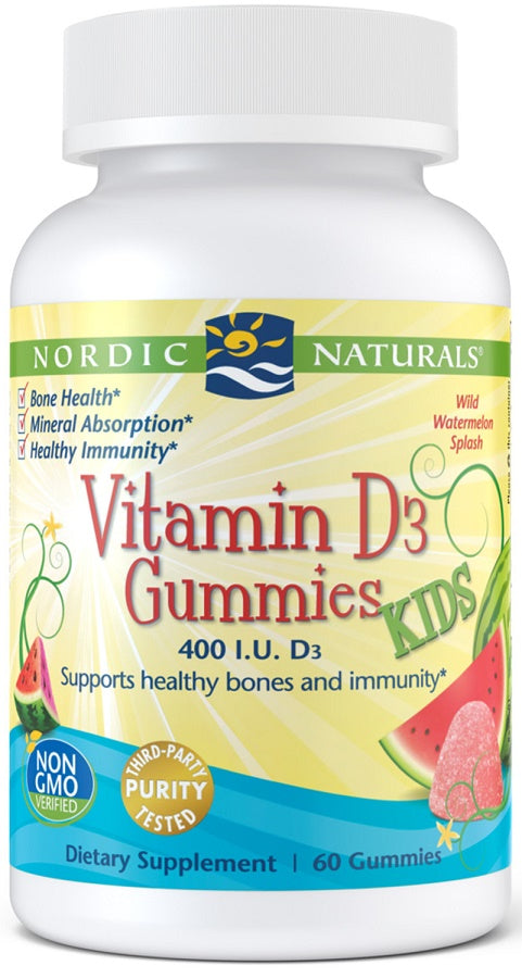 Nordic Naturals Vitamin D3 Gummies Kids, 400 IU Watermelon - 60 gummies | High-Quality Vitamins & Minerals | MySupplementShop.co.uk