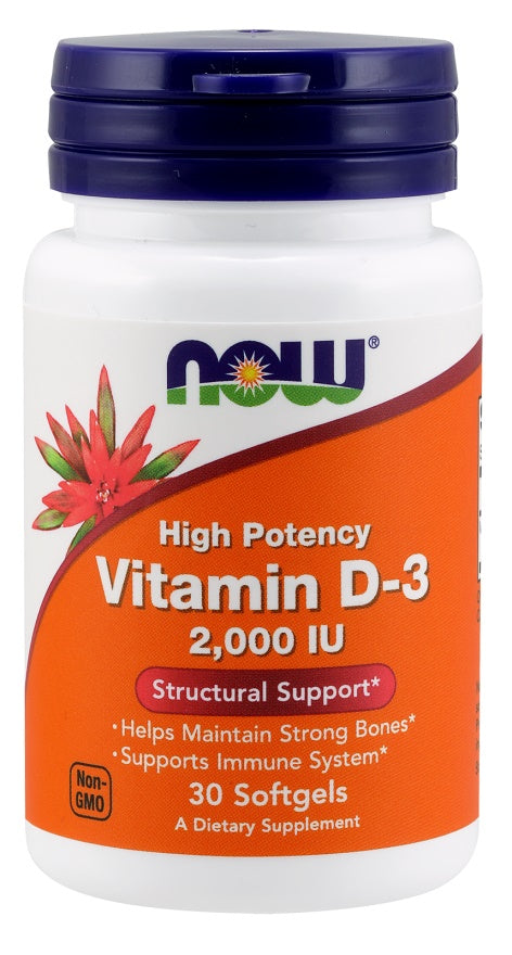 NOW Foods Vitamin D-3, 2000 IU - 30 softgels | High-Quality Vitamins & Minerals | MySupplementShop.co.uk