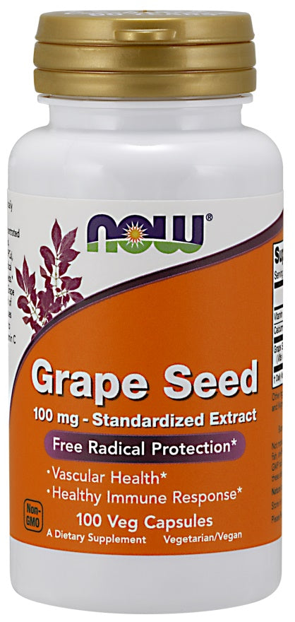 NOW Foods Grape Seed Standardized Extract, 100mg - 100 vcaps | High-Quality Health and Wellbeing | MySupplementShop.co.uk