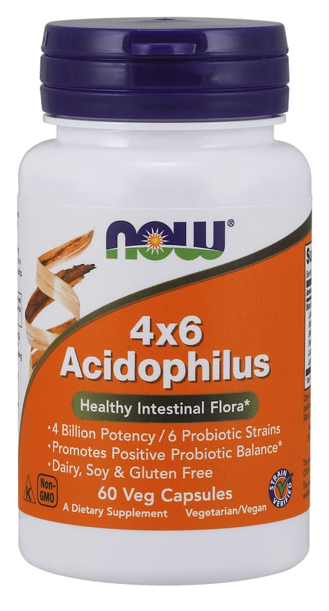 NOW Foods Acidophilus 4X6 - 60 vcaps | High-Quality Health and Wellbeing | MySupplementShop.co.uk
