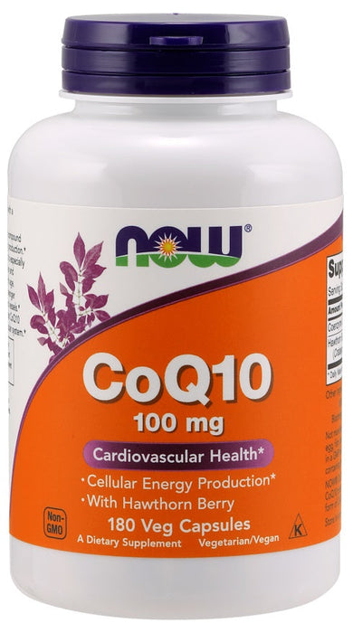 NOW Foods CoQ10 with Hawthorn Berry, 100mg - 180 vcaps - Health and Wellbeing at MySupplementShop by NOW Foods