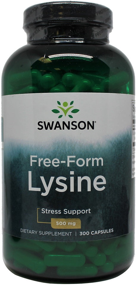 Swanson L-Lysine, 500mg Free-Form - 300 caps - Amino Acids and BCAAs at MySupplementShop by Swanson