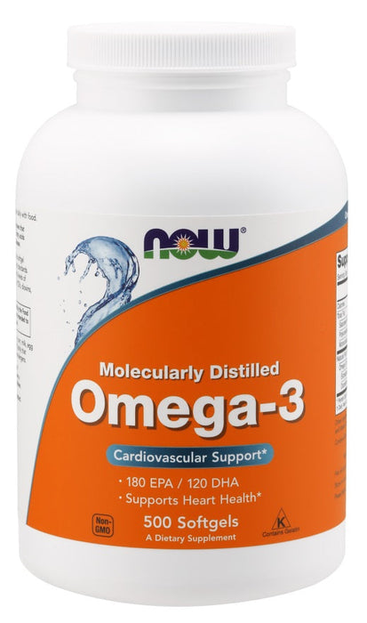 NOW Foods Omega-3 Molecularly Distilled - 500 softgels - Health and Wellbeing at MySupplementShop by NOW Foods