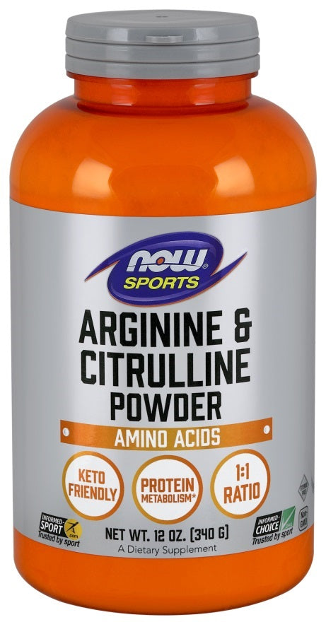 NOW Foods Arginine & Citrulline - 340g | High-Quality Amino Acids and BCAAs | MySupplementShop.co.uk