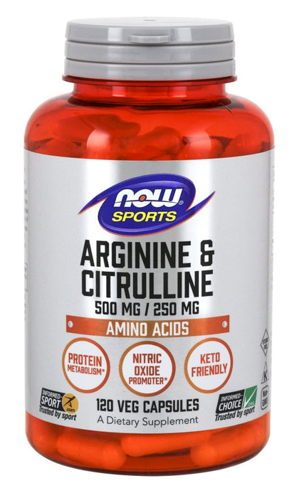 NOW Foods Arginine & Citrulline - 120 vcaps - Amino Acids and BCAAs at MySupplementShop by NOW Foods