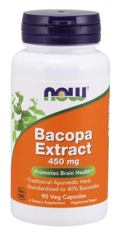 NOW Foods Bacopa Extract, 450mg - 90 vcaps | High-Quality Health and Wellbeing | MySupplementShop.co.uk
