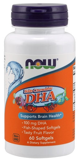 NOW Foods DHA Kid's Chewable, 100mg - 60 softgels - Health and Wellbeing at MySupplementShop by NOW Foods