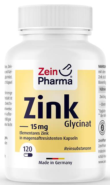 Zein Pharma Zinc Glycinate, 15mg - 120 caps | High-Quality Sports Supplements | MySupplementShop.co.uk