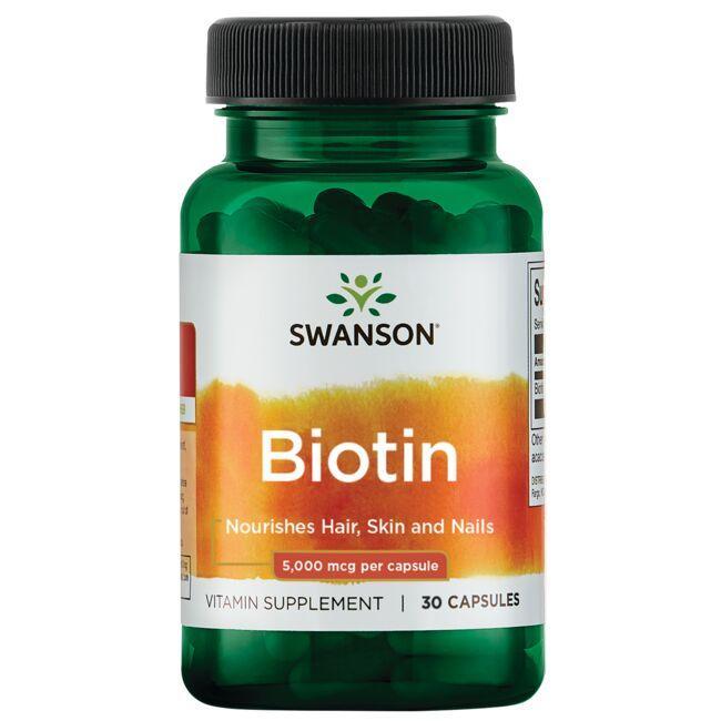 Swanson Biotin, 5000mcg - 30 caps - Health and Wellbeing at MySupplementShop by Swanson