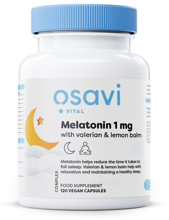 Melatonin with Valerian & Lemon Balm, 1mg - 120 vegan caps by Osavi at MYSUPPLEMENTSHOP.co.uk