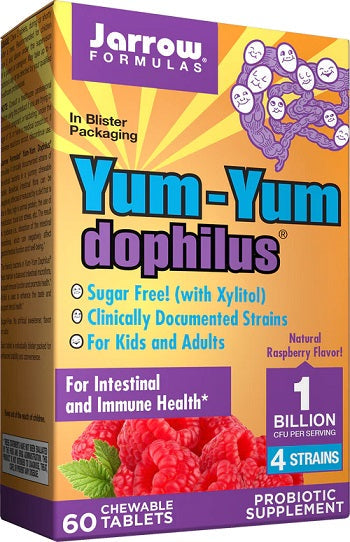 Jarrow Formulas Yum-Yum Dophilus, 1 Billion CFU (Raspberry) - 60 chewable tabs | High-Quality Health and Wellbeing | MySupplementShop.co.uk